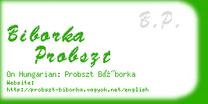 biborka probszt business card
